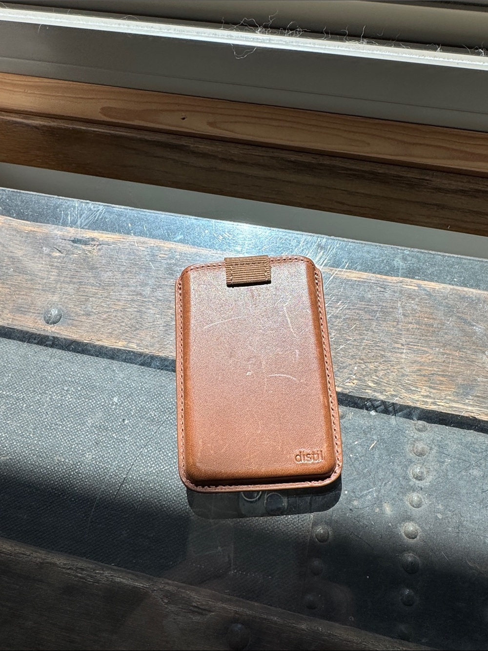 DISTIL Brown Leather Magnetic Phone Wallet Case by